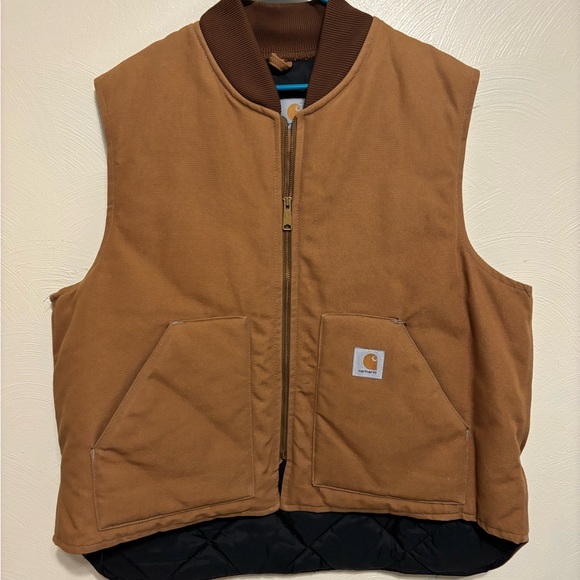 Carhartt Other - Carhartt Brown Duck Canvas Insulated Work Vest Full Zip L